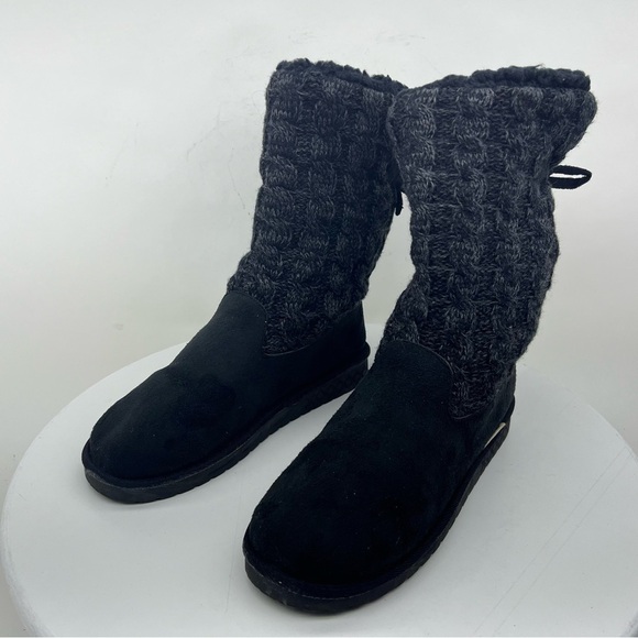 Muk Luks Cozy Boots Black Fleece Snow Winter Outdoor Hiking Boho Hippie Warm - Picture 3 of 15